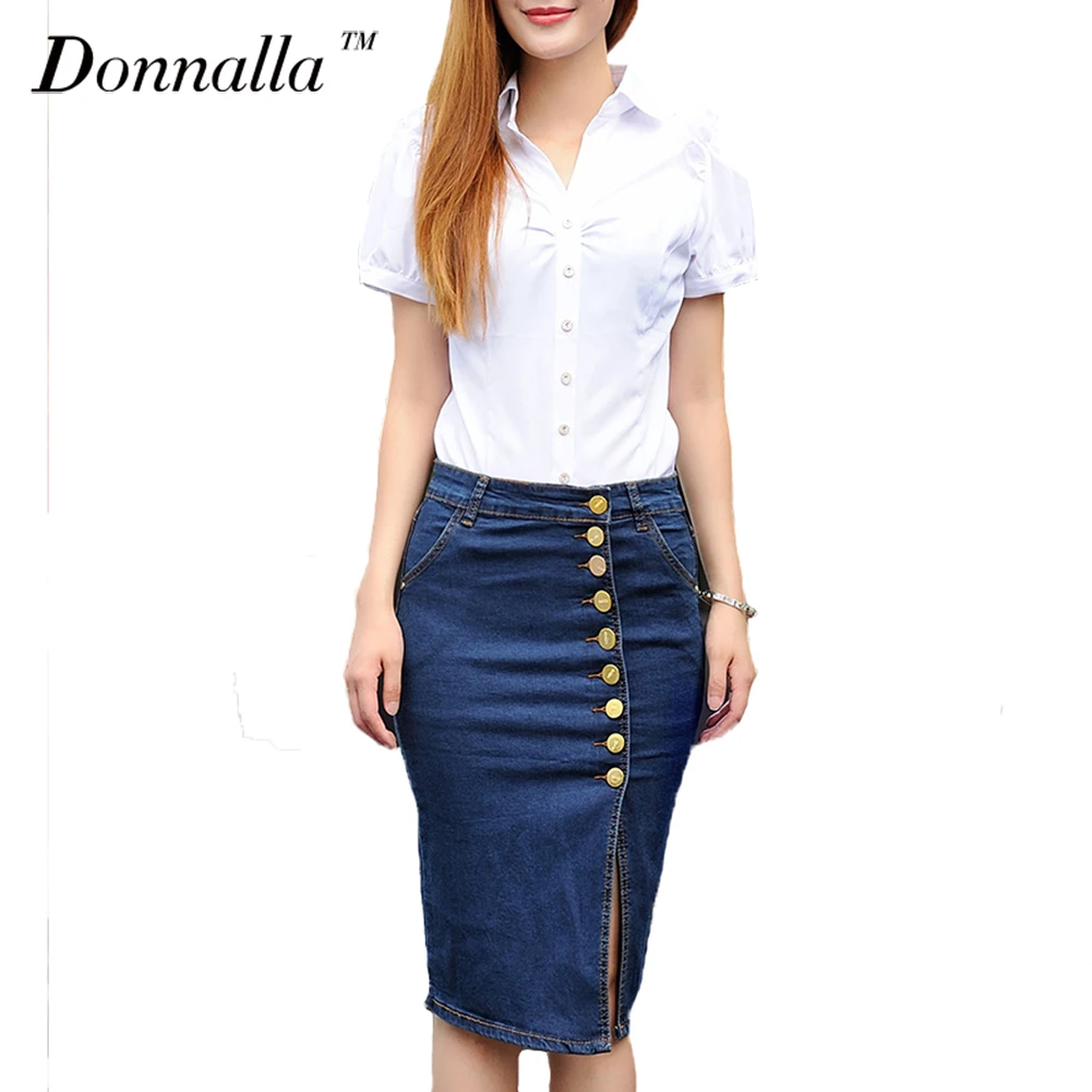 Knee Length High Waisted Denim Skirt With Braces Black Dress Skirt