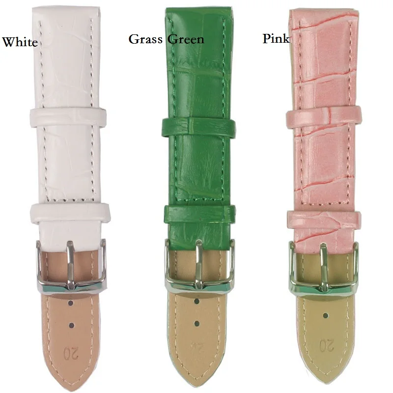 New arrival 12/14/16/18/20/22mm Black/Brown/Red/blue Faux Leather watchband Watch Strap Wristwatch Bands Buckle belt Wholesale