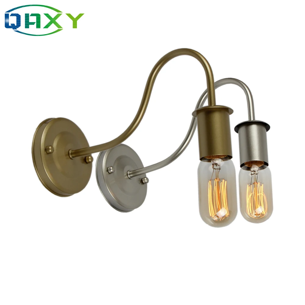 

E27 Vintage Golden/Silver/Black/White Wall Lamp Simple Metal Bedside Lights In Bedroom Dining Room Aisle Study[B9339]