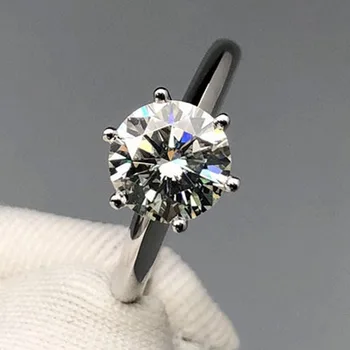 

Classic Simple 18K White Gold 1.5 Ct Moissanite Diamond Ring Women Wedding Party Engagement Anniversary Ring 1.5 Carat 7.5mm