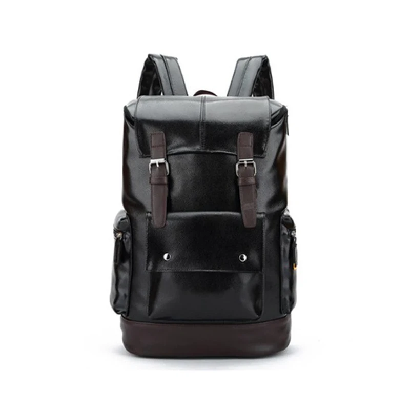 

WCS-Leather Casual Backpack College Backpack Men's Vintage Leather Backpack Camping Hiking Travel Shoulder Bag