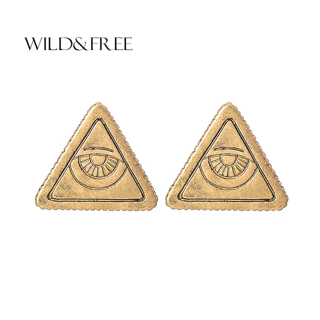 Wild Free Simple Brincos Gold Silver Geometric Triangle Stud Wild Free Simple Brincos Gold Silver Geometric Triangle Stud Earrings Bohemian Alloy Texture Round Triangular For