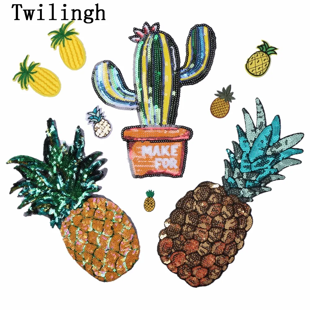 

1 Pc Sequined Patches Fruit Pineapple Sticker Sew on Patch Shine Motif Applique Garment Patch Children Women DIY Clothes Wedding