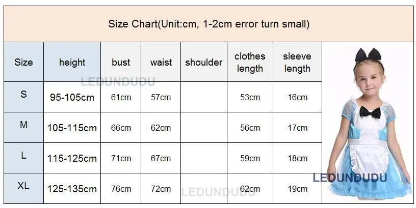 Kids Alice In Wonderland Cosplay Costumes Girls Princess Dress Halloween Party Fancy Suit Clothes Children Blue Maid Clothes (16)