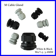 M12* 1,5 SZS горячей 100 штук черно-белые Пластик водонепроницаемый кабельный сальник разъем 3-6,5 мм