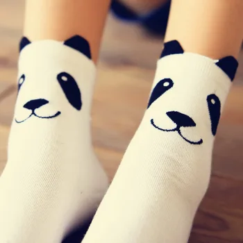 

Free Shipping autumn and winter 2015 hot new cute cartoon panda pile of socks 100% knee-high socks woman cotton socks