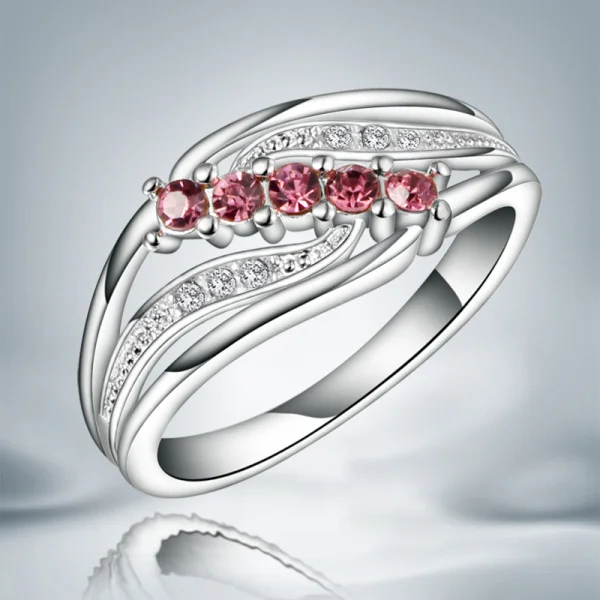 

Charming Wedding rings Sterling Silver Jewelry 925 Silver Ring Cubic Zirconia Rings For Women Size 7/8 R063