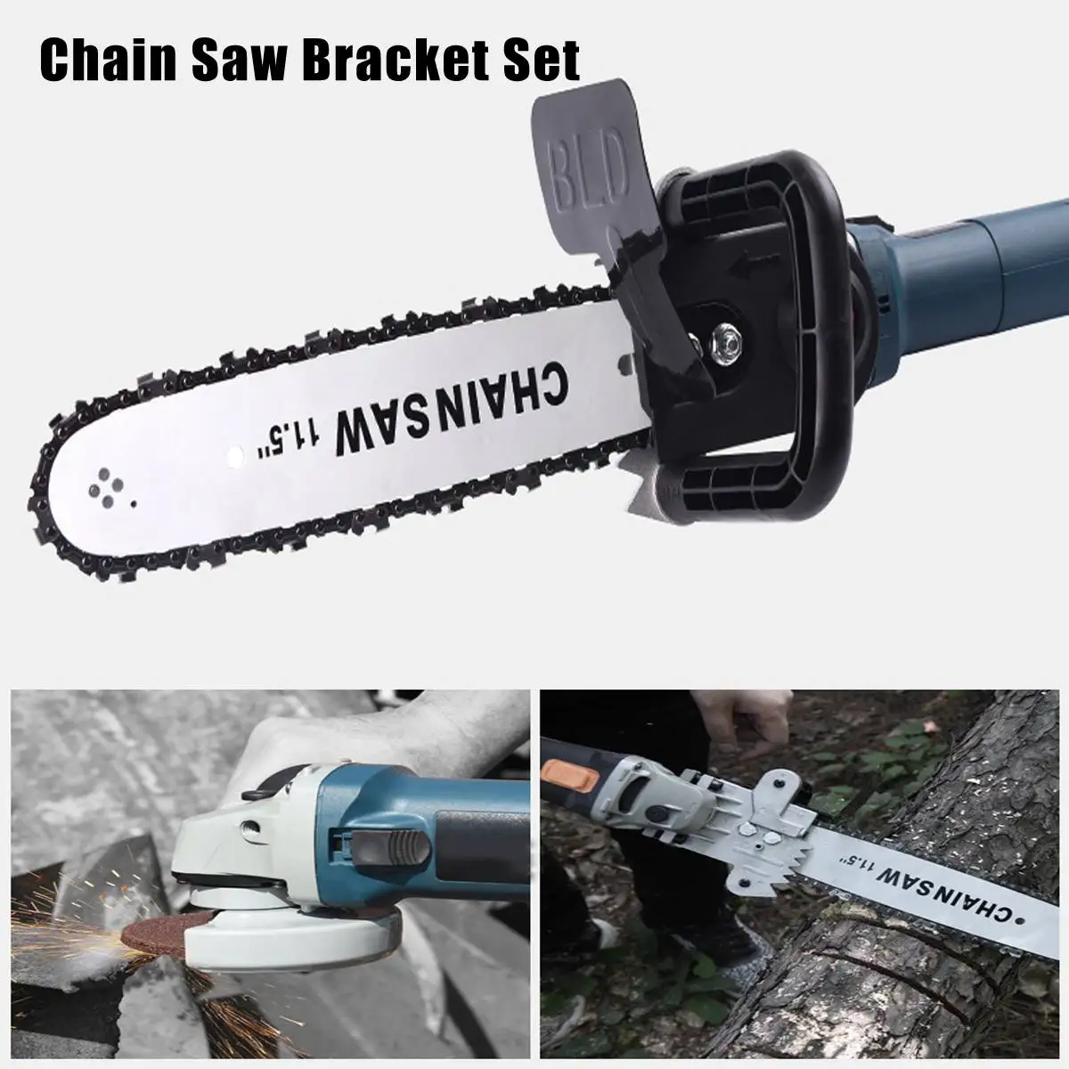 

11.5 Inch Chain Saw Bracket Change Angle Grinder into Chain Saw for 100 Angle Grinder Woodworking Tools