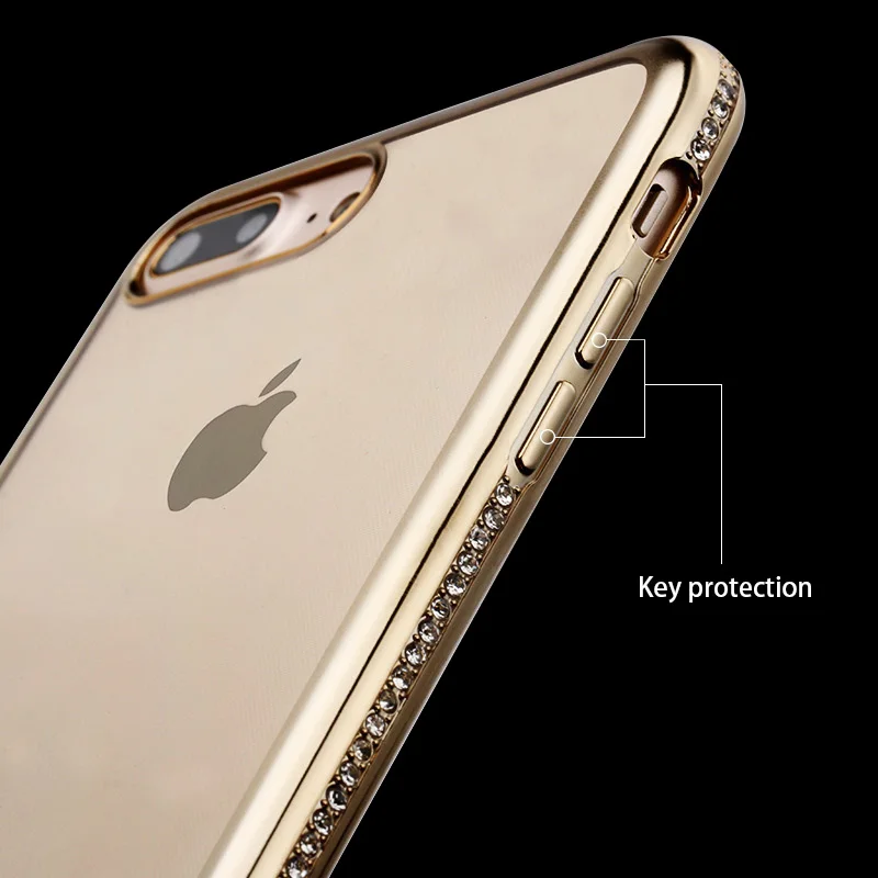 Roc Joan чехол для iPhone X 6 6S 6Plus Plus 7 8 7Plus 8Plus кристально окружающий алмаз мягкий
