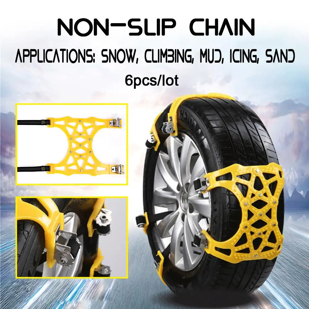 

6PCS Car Snow Road Tire Anti-Skid Thickening TPR Chain Tire Material General Model Non-slip Chain Dropship 9.4