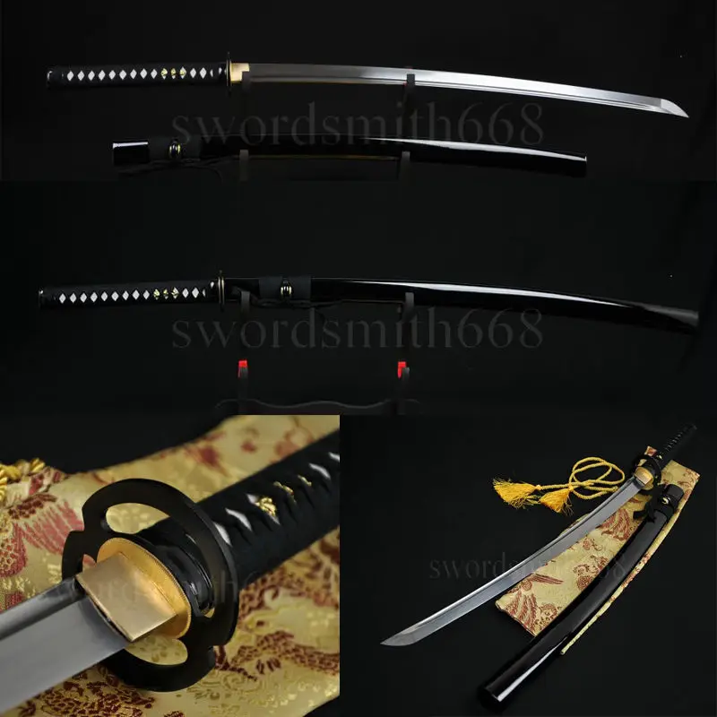 

1060 Carbon Steel Katana Samurai Japanese Sword Iron Musashi Tsuba Traditional Handmade Full Tang Practical Blade Can Cut Bamboo