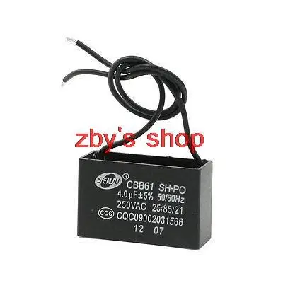 

CBB61 250VAC 4uF 5% 2 Black Wired Motor Run Start-up Capacitor