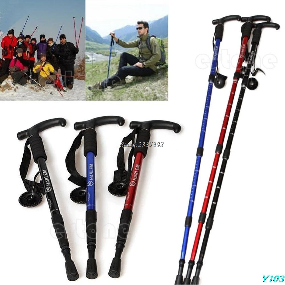 Bastón de caña ajustable Anti-choque senderismo bastón de senderismo muletas de Trekking Bastón de caña ajustable Anti-choque senderismo bastón de senderismo muletas de Trekking
