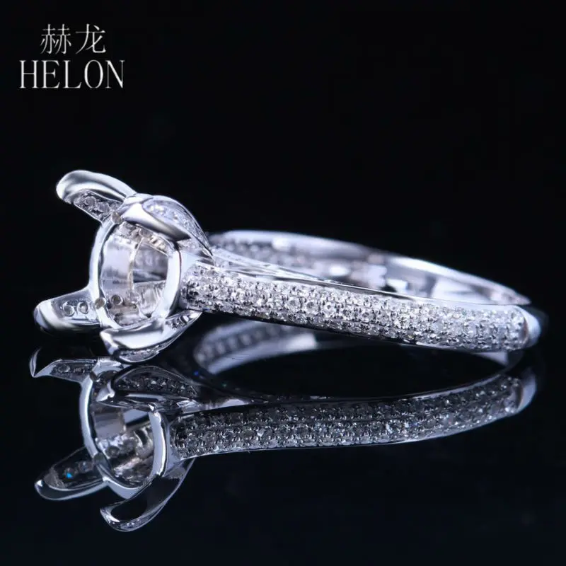 HELON Solid 14 K розовое золото 0.4ct натуральные Алмазы обручальные полу крепление кольцо женское свадебное Ювелирное кольцо подходит круглый 8-9 мм