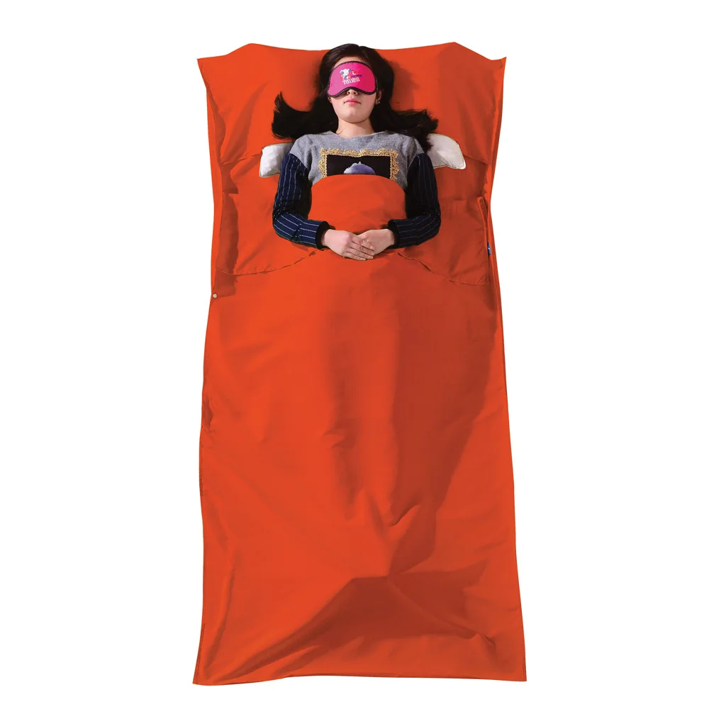Хлопковый разделитель, спальный мешок, вкладыш, одиночный двойной конверт, мешки, ультра-светильник, портативное Туристическое оборудование для гостиниц, кемпинга - Цвет: Up single Orange