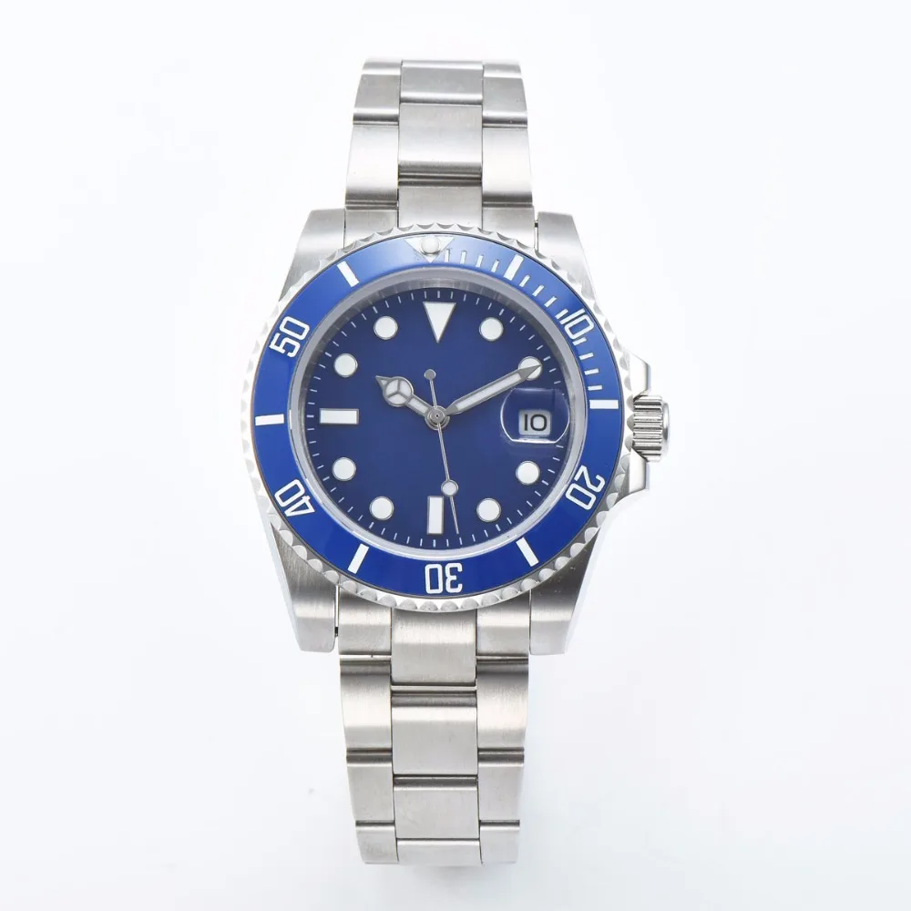 

40 mm Blue sterile luminous dial sapphire crystal for watch ceramic bezel date Automatic mechanical men's watch