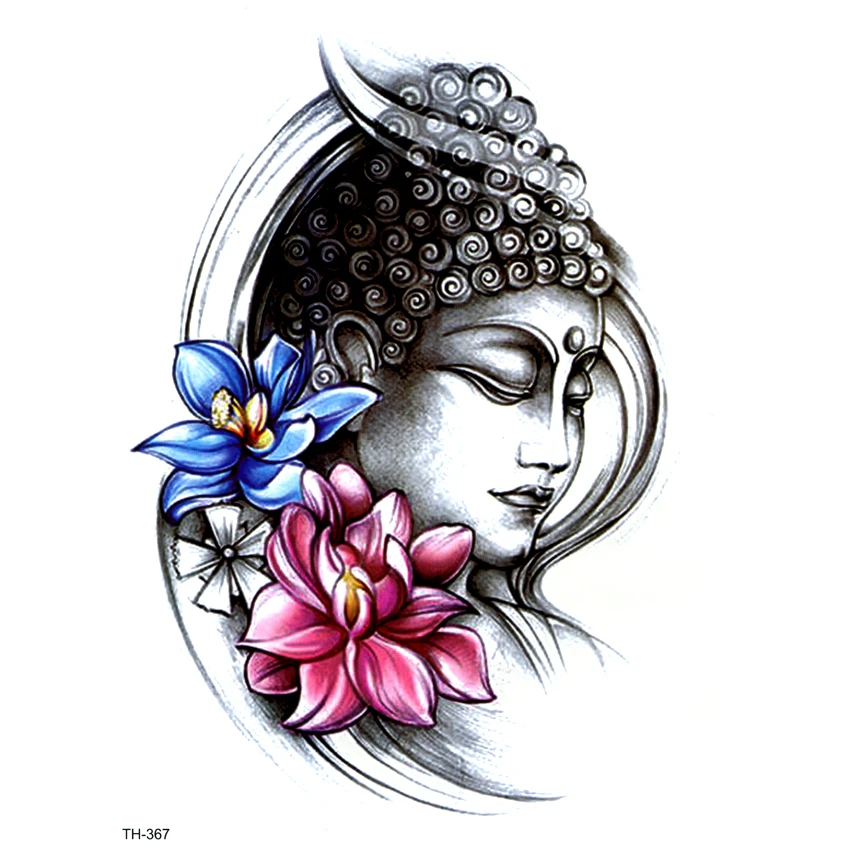 Lotus Buddha Waterproof Temporary Tattoo Sticker On Body Art Tattoo Flower Fake Tattoo Henna Temporary Tatoo Sleeve Temporary Tattoos Aliexpress