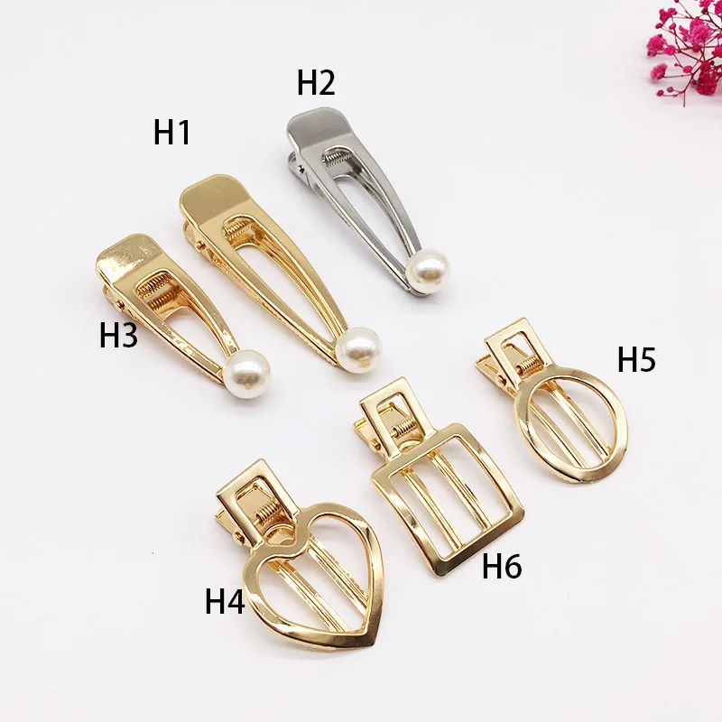 

New Fashion Woman Hair Accessories Vintage Pearl Hair Clips Matte Hollow Metal Geometric Hairpin Circle Hairgrip Barrette Girls