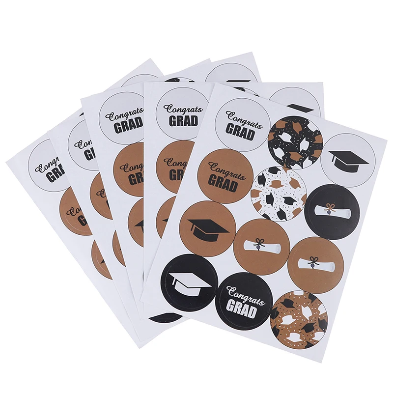 60pcs 2019 Congratulate Grad party Label Sticker Graduation Doctor Hat Mineral Water Bottle Label Graduation Party Decor