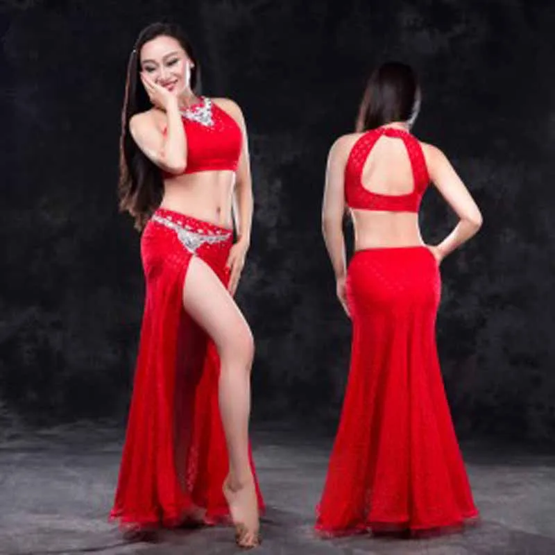 

New Tops+Skirt belly dancing Costumes Suits Sexy stage performance Clothing Outfits nice dancing Collar Costumes