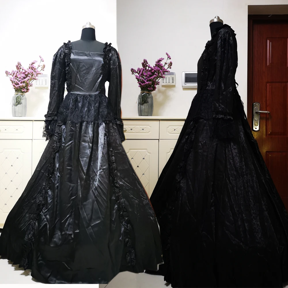 

New black Vintage costumes 18th Duchess Retro medieval Renaissance Reenactment Theatre Civil war Victorian dress D-284