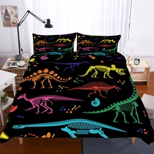 2/3 pièces ensemble de literie dinosaure avec taie d'oreiller dessin animé enfants housse de couette ensemble AU/ue/US noir literie linge de lit ensemble Textiles de maison