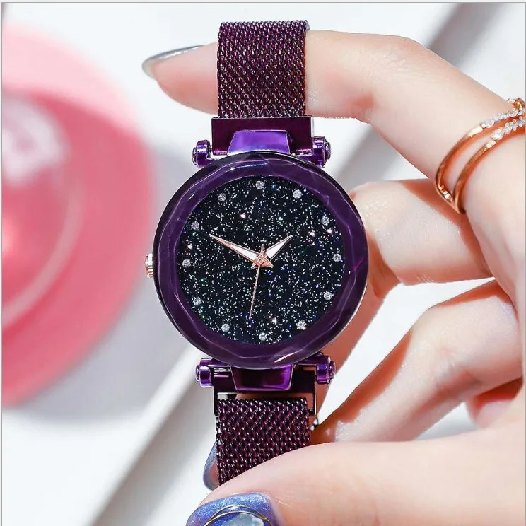 Luxury Women Watches Fashion Elegant Magnet Buckle Vibrato Purple Ladies Wristwatch 2019 New Starry Sky Roman Numeral Gift Clock
Luxury Women Watches Fashion Elegant Magnet Buckle Vibrato Purple Ladies Wristwatch 2019 New Starry Sky Roman Numeral Gift Clock