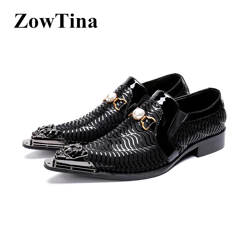 Slip On Oxford Männer Decor Größe Schwarz 46 Schuhe Perle Arbeit Spitz Kleid Leder Brogues Echt Wohnungen Formal Plus w1tqXY