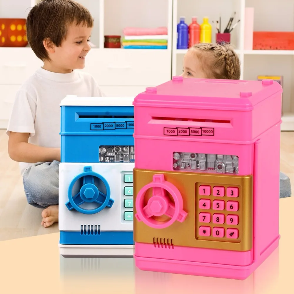 Kreative Kinder Geburtstagsgeschenk Spielzeug Simulation ATM Mini Sparschwein Sparschwein Sicher Passwort hucha perro Neue