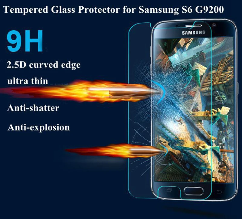 

2.5D 9H Premium Tempered Glass Screen Protector For Samsung Galaxy S6 G9200 G9208 G9209 Protective Film Opp bag