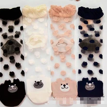 12 пар/партия,, женские повседневные короткие носки в японском стиле летние носки в горошек, стеклянный медведь лоскутные носки с героями мультфильмов