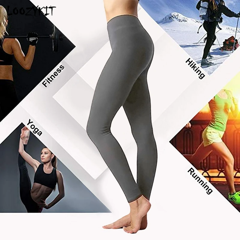 

LOOZYKIT 2019 Women's High Waist Tummy Compression Control Elastic Waist Leggings Female Modal Spring Autumn Workout Yoga Pants