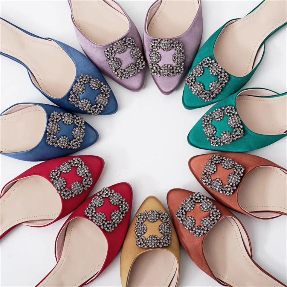 

Fashion Women Spring Summer Autumn Mules Crystal Fashion Flat Heel Slip On Slides Shoes Backless Loafer Shoes Women size 34-43