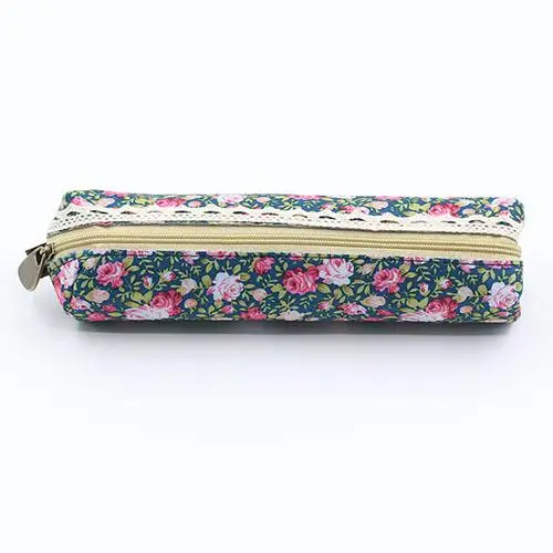 

Heart No Flowers Canvas Creative Large Capacity Side Open Zipper Bag School Stationery