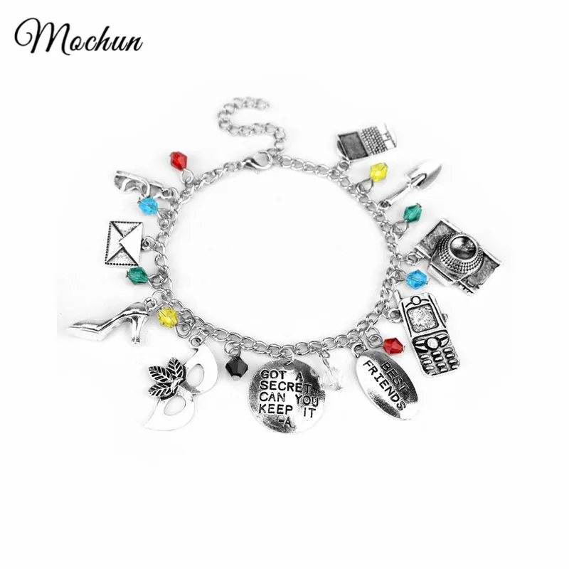 

MQCHUN Pretty Little Liars 10 Themed Charms Assorted Metal Charm BRACELET