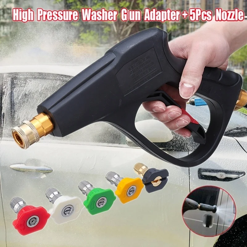 

160bar High Pressure Car Washer Set With 5 pcs Nozzle Foam Lance Power Sprayer Water Car Washer Guns Adapter for Karcher