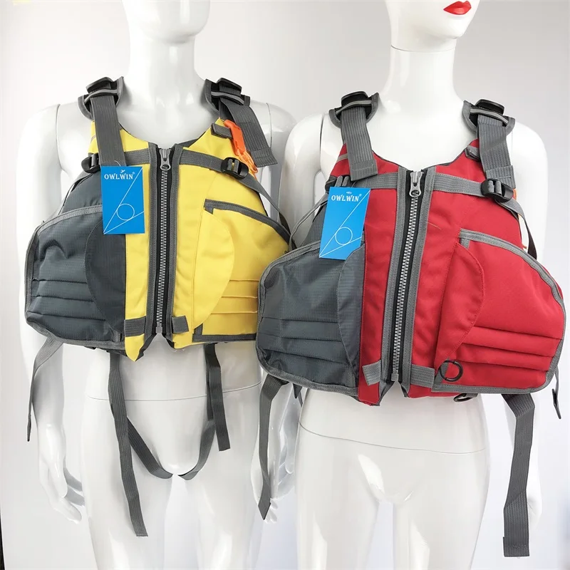 Kayak life jacket Fishing life vest profession Tear resistance of fabric yellow red green Free size less 110KG