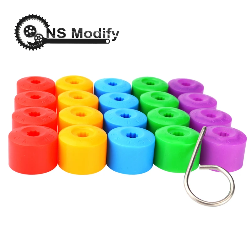 

NS Modify 17mm Tire Repair 20Pcs Colorful Wheel Nut Caps Bolt Protection Cover Cap Wheel Hub Nut Bolt Rims Exterior