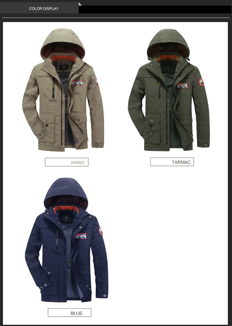 Waliicorners Mlitary Jacket Men Autumn Casual Windbreaker Mens Spring Jacket Hooded Collar Wide-waisted Breathable Mens Outerwear M-4XL 9 2