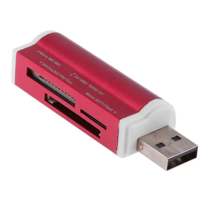 1 шт. USB2.0 4 в Алюминиевый сплав Мульти устройство чтения карт памяти SD/SDHC/Mini SD/MMC/TF