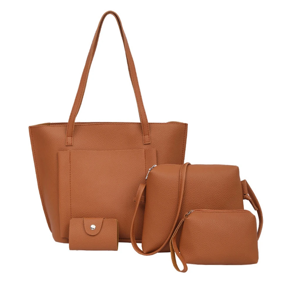 4 قطعة مجموعة النساء الكتف Crossbody حقيبة يد محفظة بو الجلود الأزياء للسفر 88 شعبية