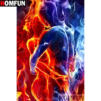 

HOMFUN Full Square/Round Drill 5D DIY Diamond Painting "Water fire couple" Embroidery Cross Stitch 5D Home Decor A14253