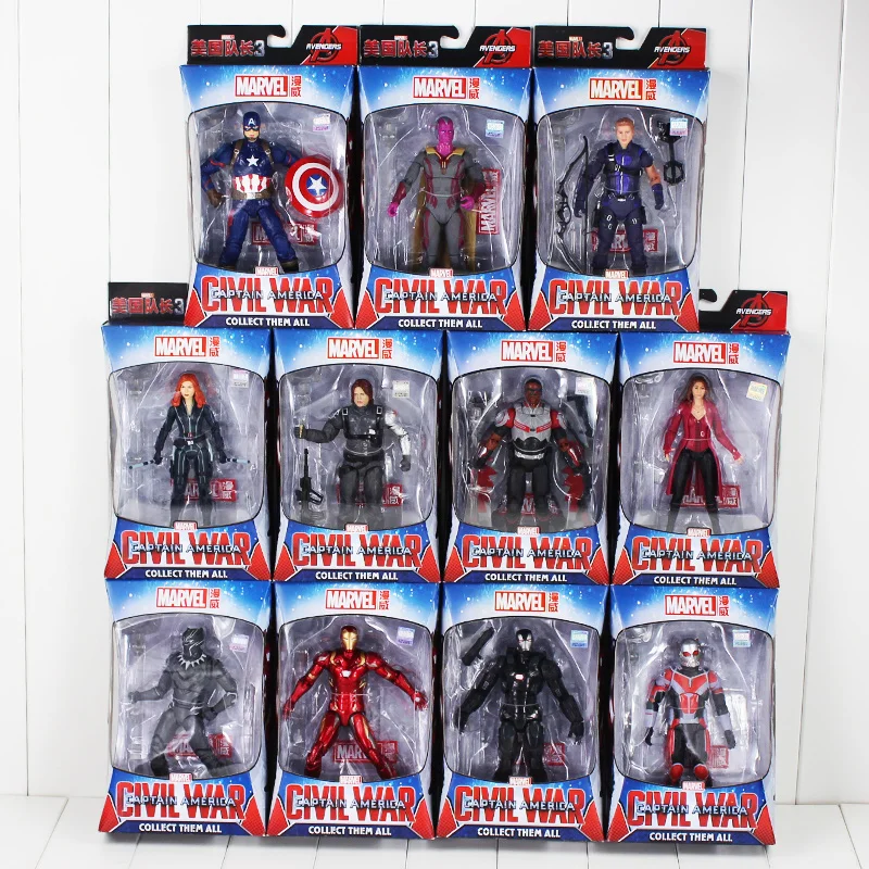 

Captain America 3 Civil War Iron Man Vision Ant-Man Black Panther Black Widow Scarlet Witch Figure Model Doll