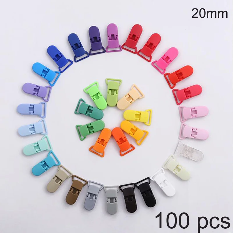 

100 Pcs Multicolor Plastic Baby Pacifier Clips 20mm Soother Holder for Baby Pacifier Nipples Holder Baby Accessories