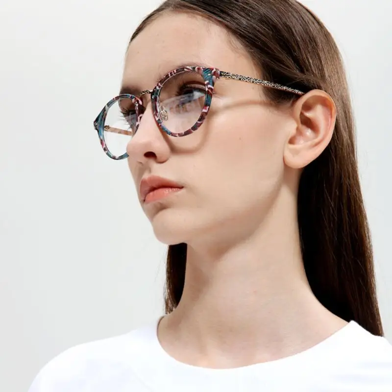 Optical Glasses Classic Floral Frame Vintage Creative Myopia Art Fashion Retro Women Men Student Eyewear Transparent Lens Clear