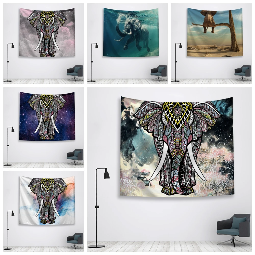 

Indian Watercolor Elephant Tapestry Wall Hanging Wall Tapestry Blanket Wall Fabric Window Tapestry Farmhouse Boho Decor