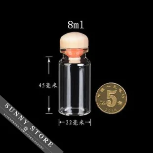 10 шт./лот 22x45x12.5 мм 8 мл пустой Стекло Бутылочки деревянный Кепки с силиконовым уплотнением прозрачный Стекло банки желая Бутылочки Подвески