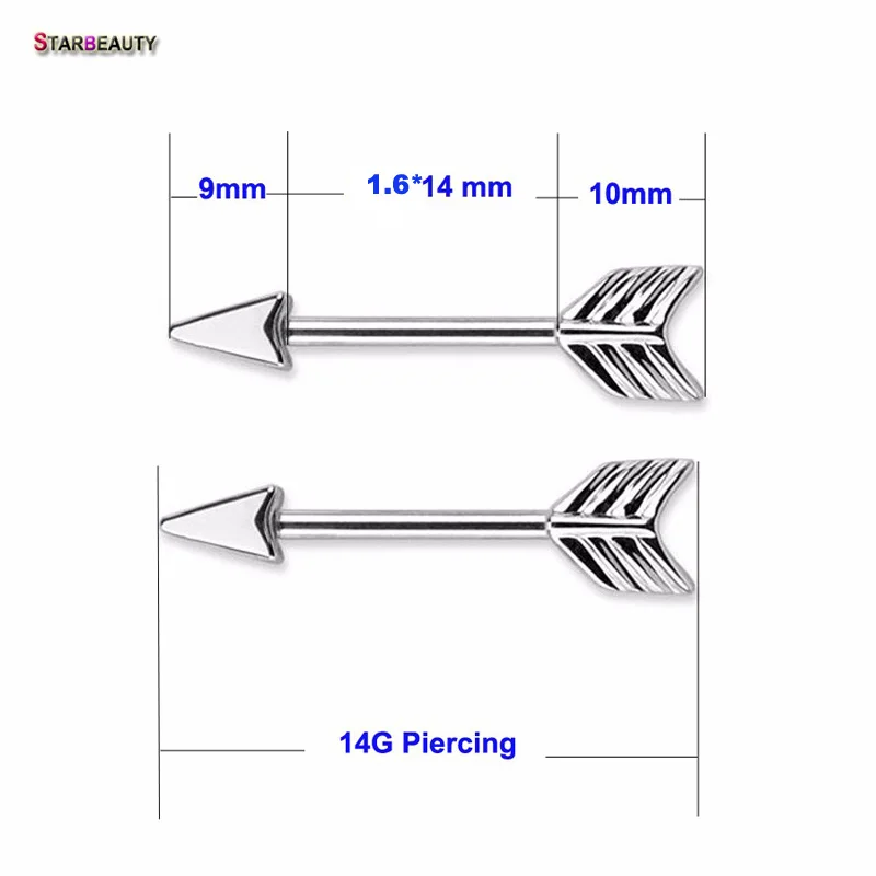 1 шт. стрела пирсинг для сосков 14 г Сексуальная хирургическая нержавеющая сталь 1,6*14 мм Пирсинг ушной кости черный серебряный пирсинг для уха Ombligo