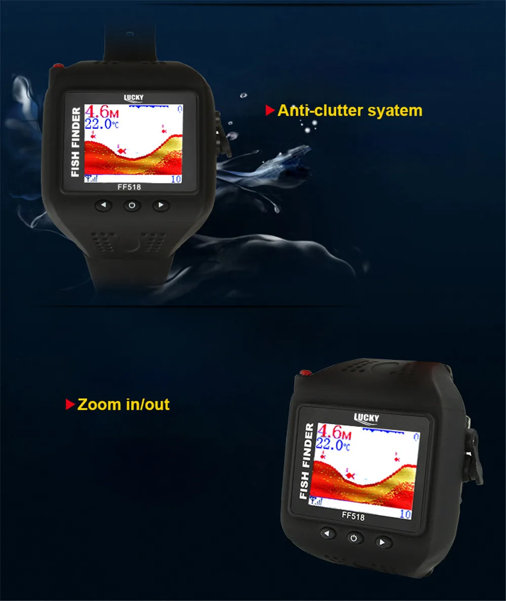 Lucky fish finder ледовая Рыбалка 180 футов/60 м встроенный аккумулятор Sonar Обнаружение