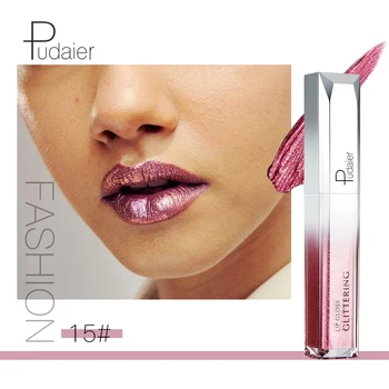 

Pudaier moisturizing lip gloss Future series metallic lip tint waterproof long lasting gold silver shimmer liquid lipstick PD049